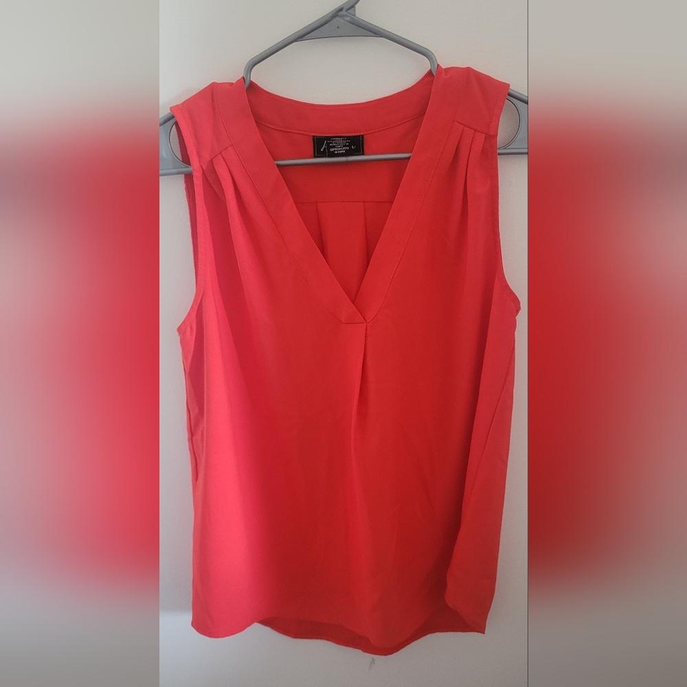 Vibrant Coral Sleeveless Blouse